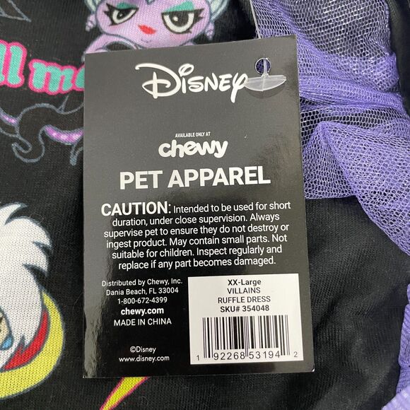 Disney Villians Dog XXL Black and Purple Ruffle Dress Chewy Exclusive NWT - Picture 3 of 6